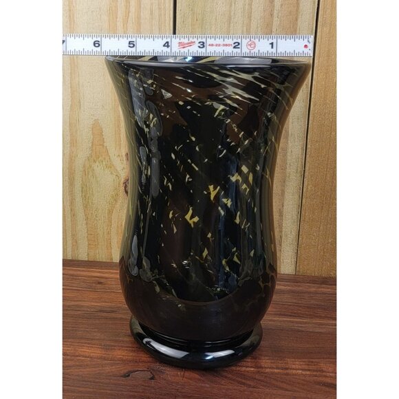 Vintage Hand Blown Green and Black Swirl Vase - Picture 13 of 16
